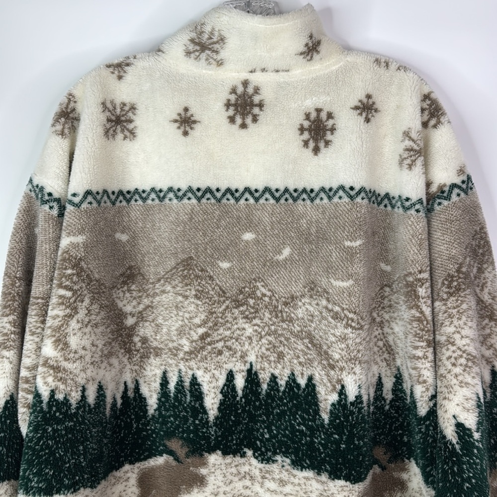 Vintage Black Mountain Outdoor Moose Mountains Full Zip Fuzzy Jacket Size Large - Picture 5 of 8